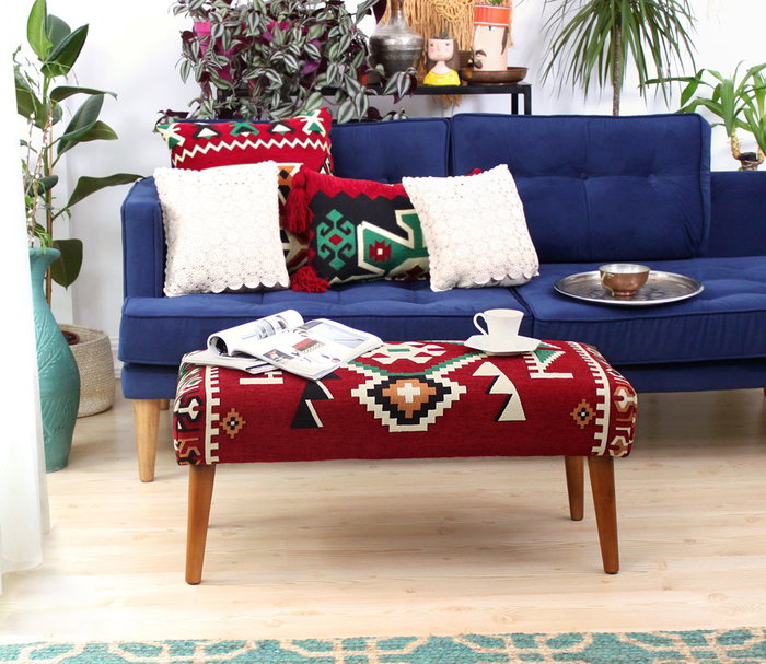 Atelier Del Sofa Puf Rojo Multicolor